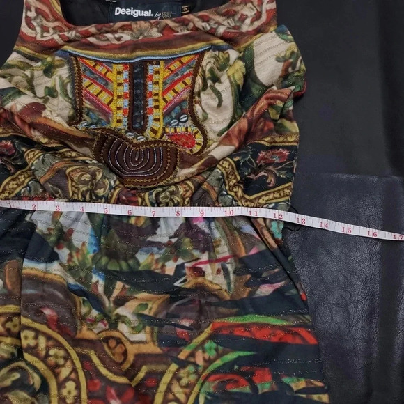 Desigual Scroll Medallion Egyptian Embroidered Sleeveless Blouson Dress S - Picture 7 of 13